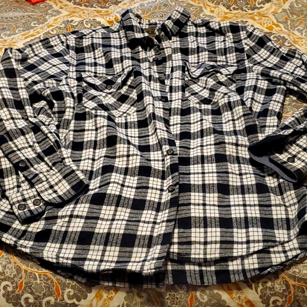 Black & White Plaid Flannel Shirt